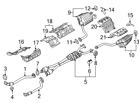 2016 Kia K900 Exhaust Components Front Muffler Assembly, Right Diagram for 286113T120