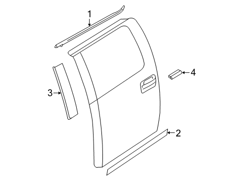 2010 Ford F-150 Exterior Trim - Rear Door Upper Molding Diagram for 5L3Z-16255A34-AA