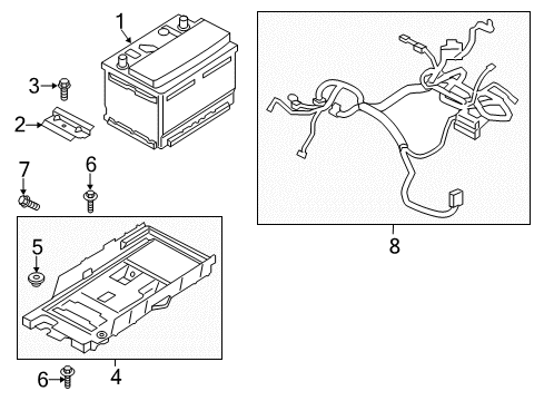 2020 Lincoln MKZ Battery Hold Down Clamp Diagram for HP5Z-10718-C