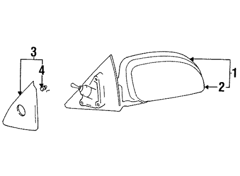 1999 Hyundai Elantra Outside Mirrors Mirror Assembly-Outside Rear View, LH Diagram for 87605-29160