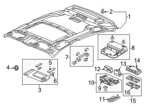 2016 Acura RLX Interior Trim - Roof Sunvisor (Max Ivory) Diagram for 83280-TY2-A05ZA