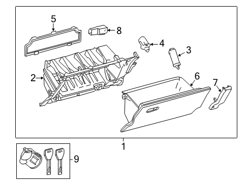 2021 Lexus RX350L Glove Box Glove Box Frame Stopper Diagram for 55054-75020