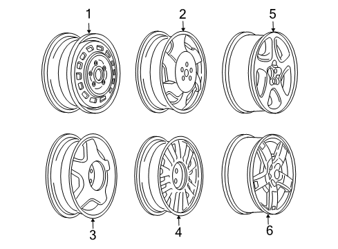 2002 Chevrolet Impala Wheels Wheel Rim-16X6.5 Aluminum 52.0Mm Outside *Machine Face Diagram for 9595043