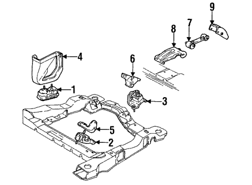 1987 Oldsmobile Cutlass Cruiser Engine & Trans Mounting Bracket-Engine Mount Strut Diagram for 14094488