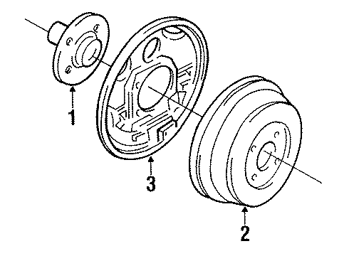 1987 Nissan Sentra Rear Brakes Plate Assembly-Back Rear Brake LH Diagram for 44030-15R10