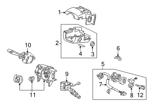 2002 Acura MDX Switches Lock Assembly, Steering Diagram for 35100-S3V-A03