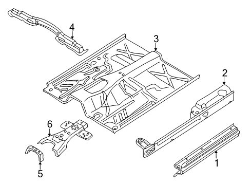 2001 Nissan Frontier Rocker, Floor Floor Front Diagram for 74312-9Z230