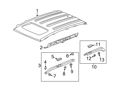 2006 Honda CR-V Roof & Components, Exterior Trim Clip, Roof Garnish Diagram for 91501-S9A-003