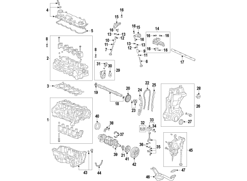 2012 Honda Civic Engine Parts, Mounts, Cylinder Head & Valves, Camshaft & Timing, Variable Valve Timing, Oil Pan, Oil Pump, Balance Shafts, Crankshaft & Bearings, Pistons, Rings & Bearings Crankshaft Diagram for 13310-RB1-000