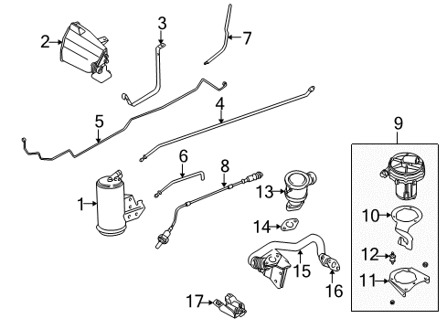 1996 BMW Z3 A.I.R. System Outlet Pipe For Activated Carbon Container Diagram for 16131184268