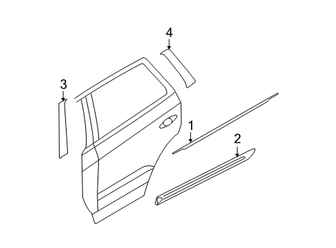 2007 Hyundai Santa Fe Exterior Trim - Rear Door Garnish Assembly-Rear Door, LH Diagram for 87770-2B000