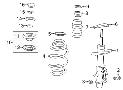 2011 Chevrolet Camaro Struts & Components - Front Strut Diagram for 22737716