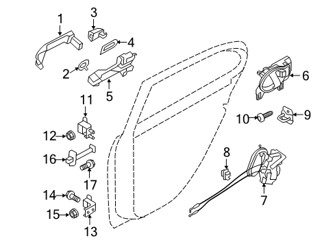 2018 Nissan Versa Rear Door - Lock & Hardware Rear Left Door Lock Actuator Diagram for 82501-9KM1A