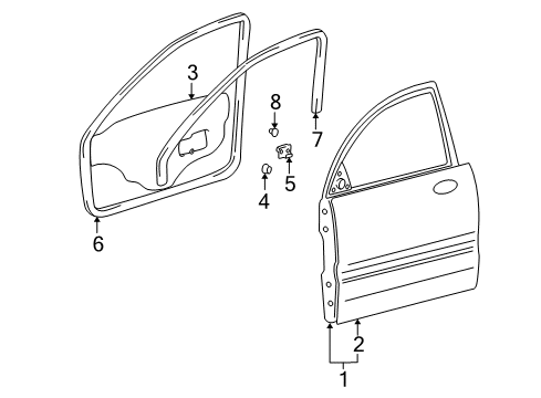 2005 Hyundai Santa Fe Front Door Weatherstrip Assembly-Front Door Side LH Diagram for 82130-26000