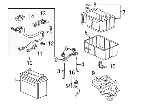 2013 Acura TL Battery Bolt, Battery Setting Diagram for 31513-TK4-A10