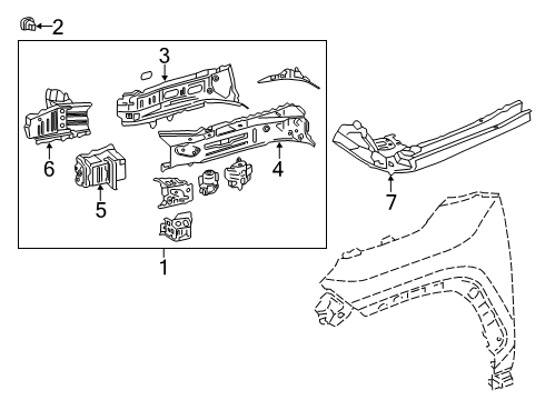 2021 Toyota RAV4 Structural Components & Rails Rear Rail Diagram for 57016-0R020