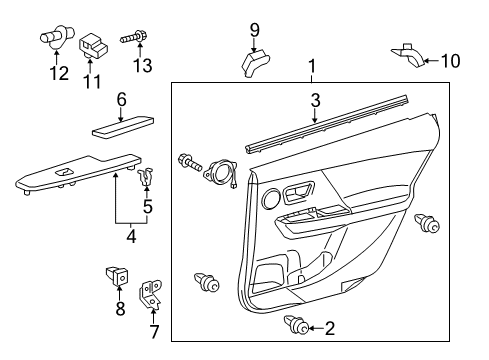 2016 Toyota Prius V Switches Door Trim Panel Diagram for 67630-47B30-B1