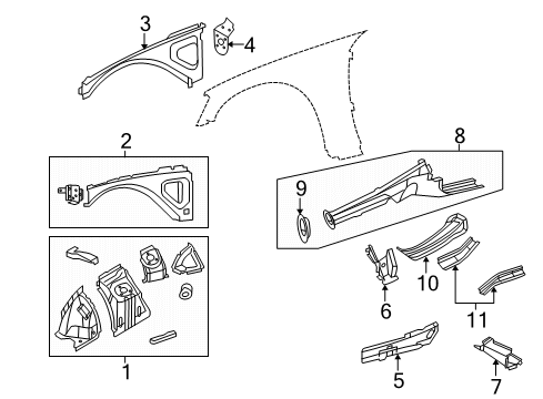 2018 Dodge Challenger Structural Components & Rails WHL/HOUSE-Front WHEELHOUSE Diagram for 68444164AA