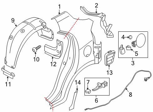 2016 Kia Rio Quarter Panel & Components Guard Assembly-Rear Wheel Diagram for 868211W710