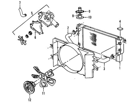 1999 Dodge Ram 2500 Cooling System, Radiator, Water Pump, Cooling Fan Water Pump Compatible Diagram for 53021074AB