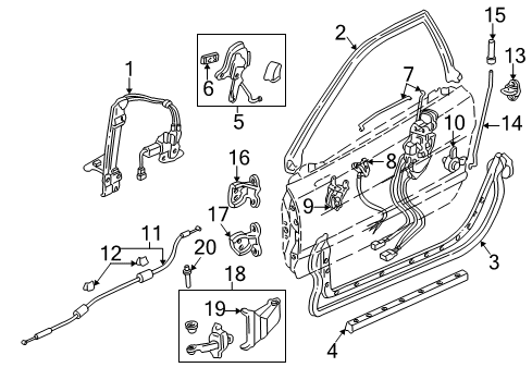 1999 Acura NSX Lock & Hardware Weatherstrip (Lower) (Outer) Diagram for 72318-SL0-013