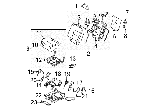 2013 Kia Sorento Second Row Seats Rear Seat Back Covering Assembly Right Diagram for 894701U010SAL