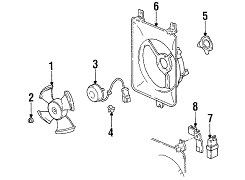 1996 Honda Odyssey A/C Condenser Fan Shroud, Air Conditioner Diagram for 38615-P1E-A00