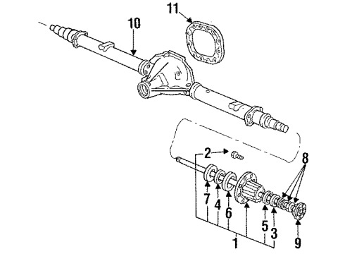 1992 Ford F-250 Axle Housing - Rear Wheel Stud Diagram for E5TZ-1107-B