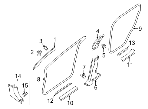 2019 Nissan Murano Interior Trim - Pillars, Rocker & Floor GARNISH Assembly-Front Pillar, RH Diagram for 76911-9UF6A