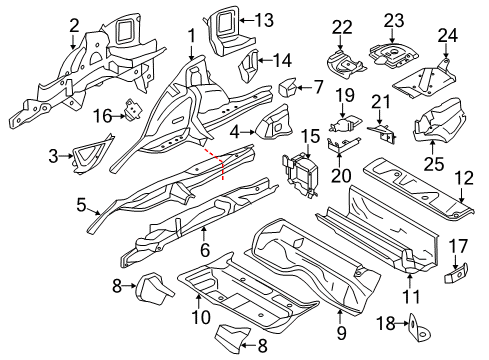 2015 BMW M4 Rear Floor & Rails Mounting, Stowage, Soft Top, Right Diagram for 41007347204