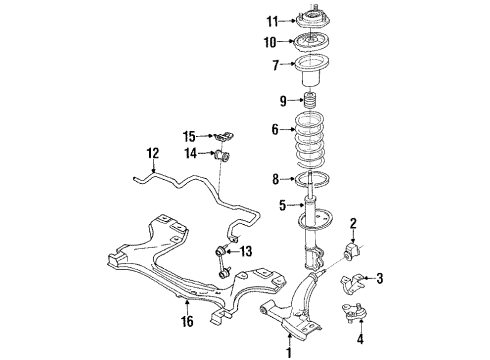 1991 Geo Prizm Front Suspension Components, Lower Control Arm Mount Diagram for 94849261