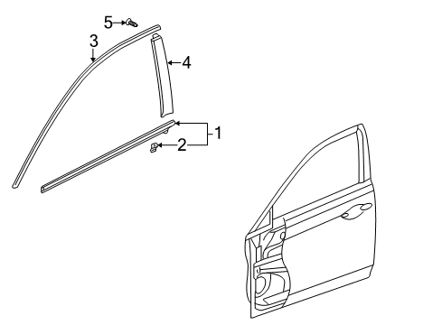 2011 Acura TSX Exterior Trim - Front Door Molding Assembly, Right Front Door Sash Diagram for 72425-TL0-003