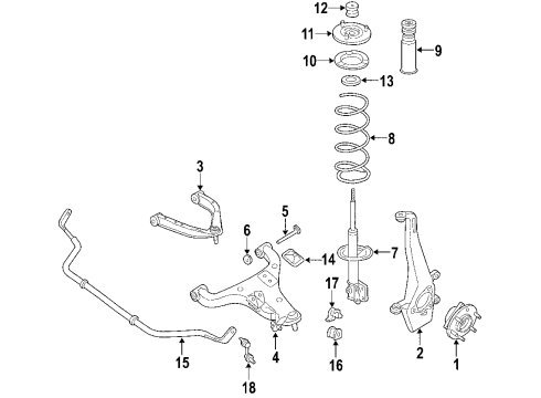 2020 Nissan Frontier Suspension Components, Lower Control Arm, Upper Control Arm, Stabilizer Bar Cover-Dust Diagram for 54055-EA000