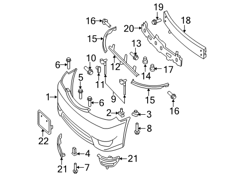 2006 Toyota Camry Front Bumper Reinforce Beam Diagram for 52021-AA040