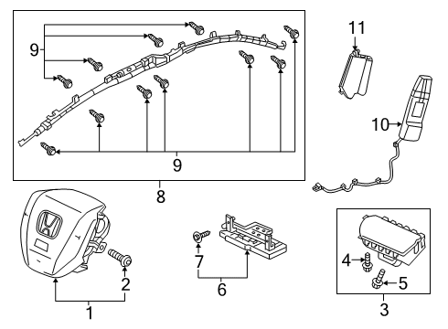 2021 Honda Clarity Air Bag Components Bolt-Washer (6X25) (Airbag) Diagram for 90178-TZ5-003