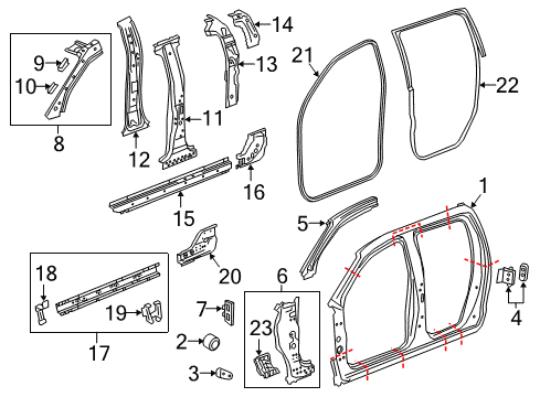 2016 Chevrolet Colorado Uniside Weatherstrip On Body Diagram for 23412191