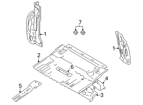 2001 Chevrolet Tracker Rear Body Panel, Floor & Rails PANEL, Floor And Toe Panel Diagram for 30027284