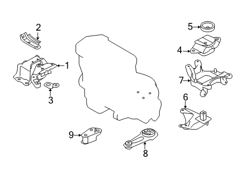 2018 Nissan Versa Engine & Trans Mounting Engine Mounting Bracket, Left Diagram for 11253-3AA2A