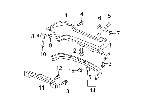 2008 Honda Fit Rear Bumper Screw, Tapping (5X10) (Po) Diagram for 93913-25120