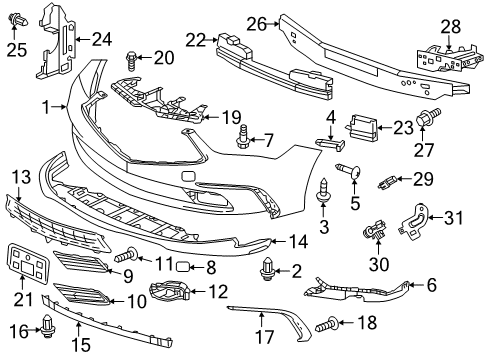 2019 Acura RLX Front Bumper Bracket Right, Front Fog Diagram for 71191-TY2-A50