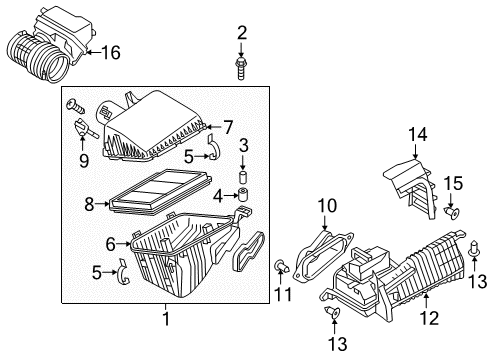 2021 Nissan Armada Filters Cover Lower Diagram for 16528-1LA0B