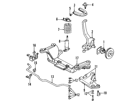 1994 Pontiac Firebird Front Suspension Components, Lower Control Arm, Upper Control Arm, Stabilizer Bar Wheel Hub Diagram for 7470587