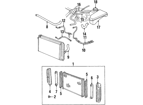 1996 Oldsmobile Aurora Radiator & Components Reservoir Tank Diagram for 25661871