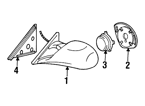 1998 BMW M3 Outside Mirrors Left Primed El.Exterior Heatable Mirror Diagram for 51162263979