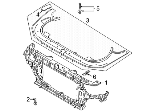 2020 Genesis G90 Radiator Support Cover Assembly-Radiator Grille UPR Diagram for 86361-D2500