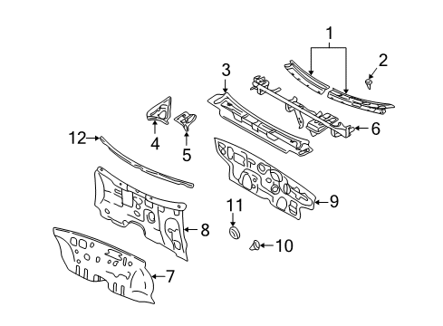 2002 Hyundai Elantra Cowl Insulator-Dash Panel Diagram for 84124-2D000