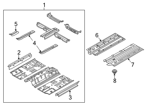 2015 Kia Forte5 Pillars, Rocker & Floor - Floor & Rails Panel Assembly-Side SILL Diagram for 65170A7000
