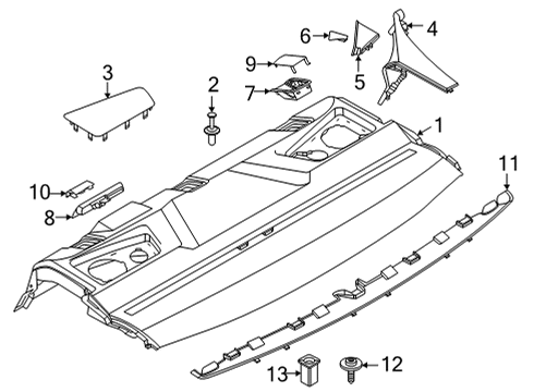 2021 BMW M850i xDrive Gran Coupe Interior Trim - Rear Body Speaker Cover, Storage Shelf, Rear Left Diagram for 51467419857