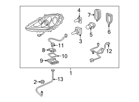 2011 Chevrolet Corvette Headlamps Headlamp Assembly Diagram for 20832126