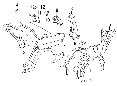 2002 Toyota Prius Inner Structure - Quarter Panel Upper Panel Cushion Diagram for 61824-12040